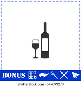 Wine icon flat. Simple vector symbol and bonus icon