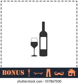 Wine icon flat. Simple vector symbol and bonus icon