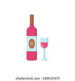 Wine Icon in flat style isolated on white background. Wine glass symbol for your web site design, logo, app.