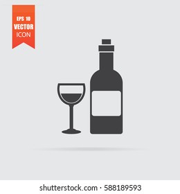 Wine icon in flat style isolated on grey background. For your design, logo. Vector illustration.