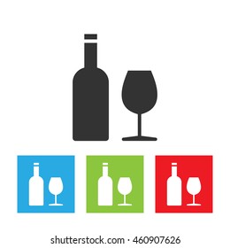 Wine icon. Wine and glass abstract logo isolated on white background. Flat vector illustration.
