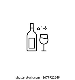 Wine icon. Glass And Bottle Of Wine vector icon. Alcohol sign. Grape symbol.  Vector illustration. 