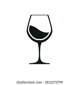 Wine icon. The glass is filled with wine. Simple vector illustration on a white background.