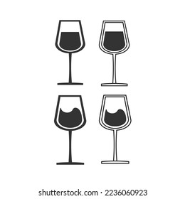 Wine icon. Goblet alcohol set line and background vector ilustration.