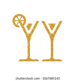 Wine icon in gold glitter texture. Sparkle luxury style vector illustration.