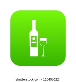 Wine icon green vector isolated on white background
