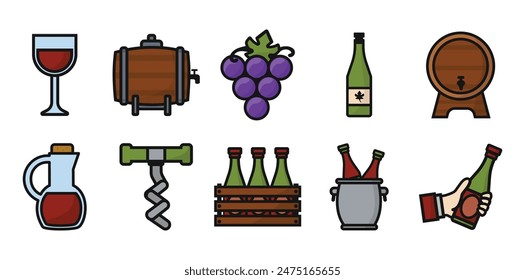 Wine Icon Illustration Set Collection