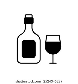 Icono de vino aislado sobre un fondo blanco. Ilustración vectorial.