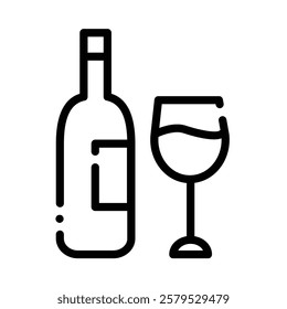 Wine Icon in Line Style