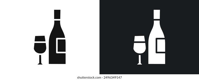 Wine icon linear graphics set vector in black