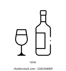 icono del vino. Signo de estilo lineal aislado en fondo blanco. Ilustración del vector