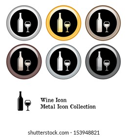 Wine Icon Metal Icon Set