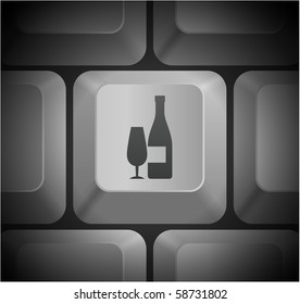 Wine Icon on Computer Keyboard Original Illustration