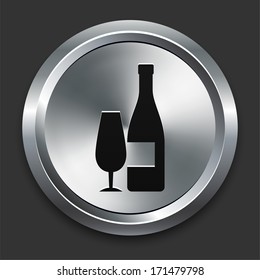 Icono de vino en la colección de botones metálicos