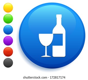 Icono de vino en la colección de botones redondos
