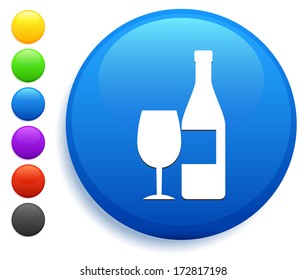 Wine Icon on Round Button Collection