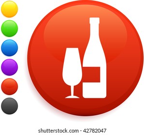 wine icon on round internet button original vector illustration 6 color versions included