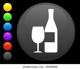 icono de vino botón de internet redondo ilustración vectorial original 6 versiones de color incluidas