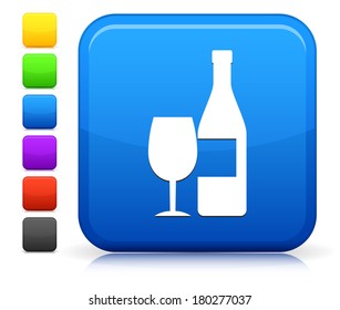 Wine Icon on Square Internet Button Collection