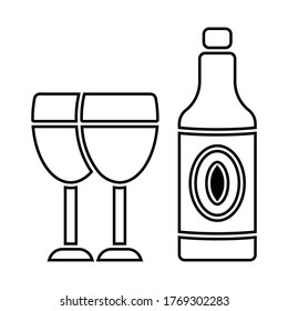 Weinsymbol, Umriss-Vektorzeichen, lineares Piktogramm einzeln auf Weiß. Symbol, Logo-Abbildung. Bearbeitbarer Strich. Eps10 Vektorgrafik.