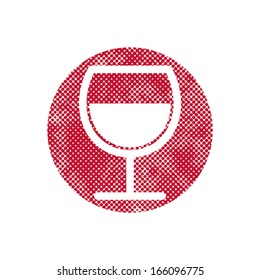Wine icon with pixel print halftone dots texture.