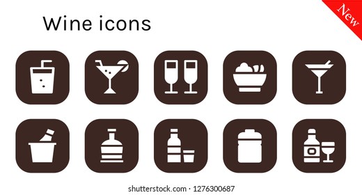  wine icon set. 10 filled wine icons. Simple modern icons about  - Soda, Cocktail, Champagne, Salad, Martini, Rum, Vodka, Bottle, Drink