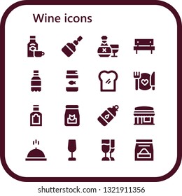 wine icon set. 16 filled wine icons.  Simple modern icons about  - Rum, Fermentation, Picnic, Soda, Fish food, Toast, Food, Bottle, Restaurant, Meal, Wine glass, Champagne
