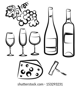Wine icon set