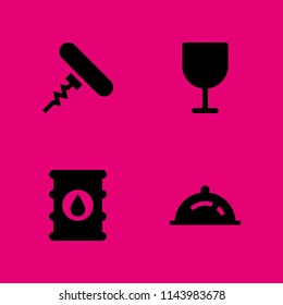 wine icon set. wine, barrel and dinner vector icon for graphic design and web