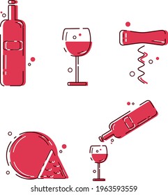 Wine icon set, beverage, wine vectors