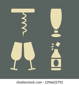 wine icon set with champagne, corkscrew and wineglass vector illustration