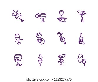 Wine icon set design of Winery alcohol drink beverage restaurant celebration and party theme Vector illustration