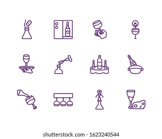 Wine icon set design of Winery alcohol drink beverage restaurant celebration and party theme Vector illustration