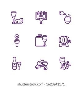 Wine icon set design of Winery alcohol drink beverage restaurant celebration and party theme Vector illustration