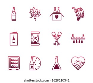Wine icon set design, Winery alcohol drink beverage restaurant and celebration theme Vector illustration