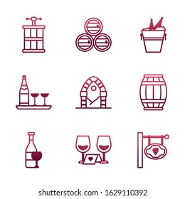 Wine icon set design, Winery alcohol drink beverage restaurant and celebration theme Vector illustration