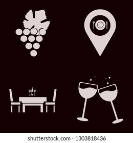 wine icon set with glasses wine, grape and location restaurant vector illustration