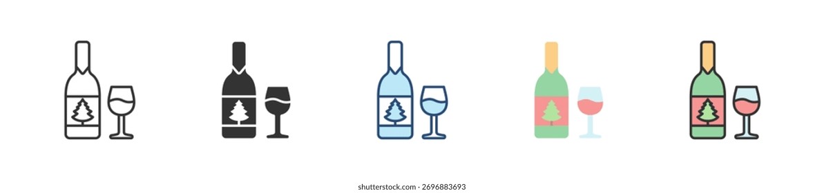 Coleção de Vários Estilos do Conjunto de Ícones de Vinho