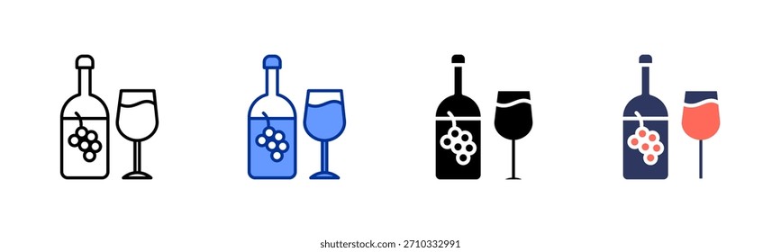 Conjunto de iconos de vino colección de estilo múltiple