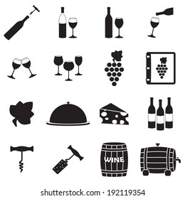 Wine icon set. Restaurant and food vector.