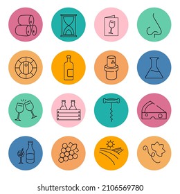 wine icon set . wine symbol pack vector elements for infographic web. with trend color