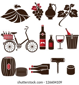 Wine Icon Set, Vector