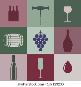 Wine. Icon set. Vector illustration