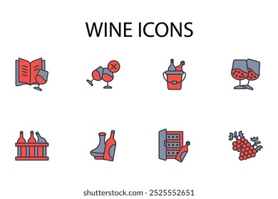 Wein-Symbol set.vector.Editable stroke.linear style Zeichen für die Verwendung Web-Design, logo.Symbol-Illustration.