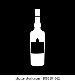 Wine icon. Silhouette Wine alcohol bottle vector icon for web design isolated on black background