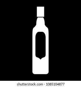 Wine icon. Silhouette Wine alcohol bottle vector icon for web design isolated on black background