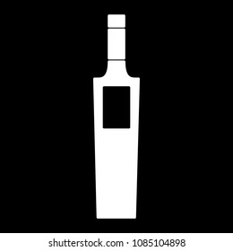 Wine icon. Silhouette Wine alcohol bottle vector icon for web design isolated on black background