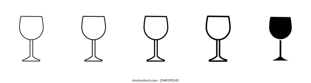 Icono de vino Conjunto de logotipo de línea delgada simple