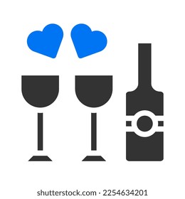 wine icon solid blue grey style valentine illustration vector element and symbol perfect. Icon sign from modern collection for web. Nice design perfect.