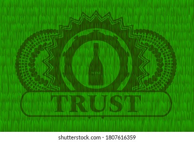 wine icon and Trust text green grama grass emblem.   Eco handsome background. Vector illustration. 